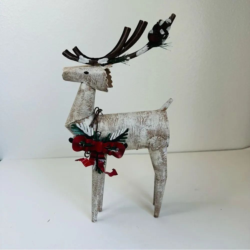 Metal Folk Art Reindeer Sculpture